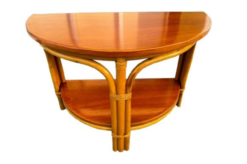 ラタンハーフラウンドサイドテーブル