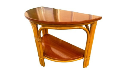 ラタンハーフラウンドサイドテーブル