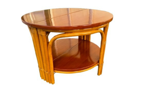 ラタンハーフラウンドサイドテーブル